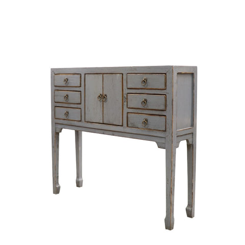 Shabby Chic Oriental Vintage Blue/Grey Bedside Console Sideboard Table