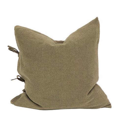 Tully Olive Green Luxury Bow Tied Lounge / Chair Cushion 55cm x 55cm