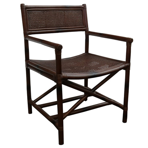 Director Chair Lounge Chair / Armchair Dark Rattan Wood - Modern Chic