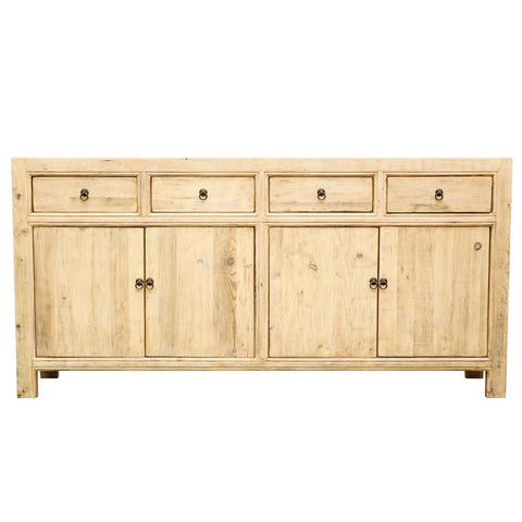 Natural Whitewash Oriental 4 Door Sideboard / Hutch