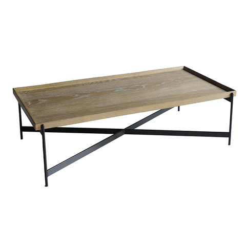 Richmond Light Oak & Iron Rectangle Geometric Coffee Table