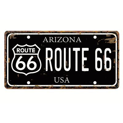 Route 66 Vintage Styled Car Plates Number Plate License Plate Wall Art Sign