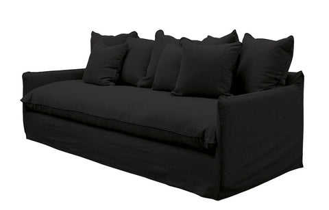 Lotus Luxurious Modern Slipcover 3 Seater Sofa / Lounge Black Colour