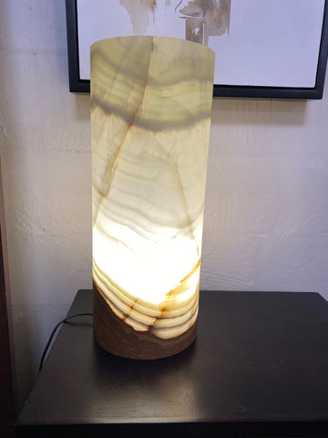 Onyx Marble Coloures de Tierra Handturned Lamp - Exquisite Feature Piece & Ambient Lighting