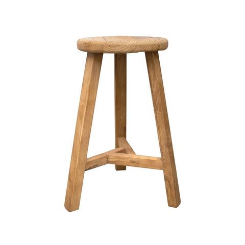 Round Natural Reclaimed Elm Parq Bar Stool / Barstool / Counter Stool - Handcrafted Farmhouse Chic