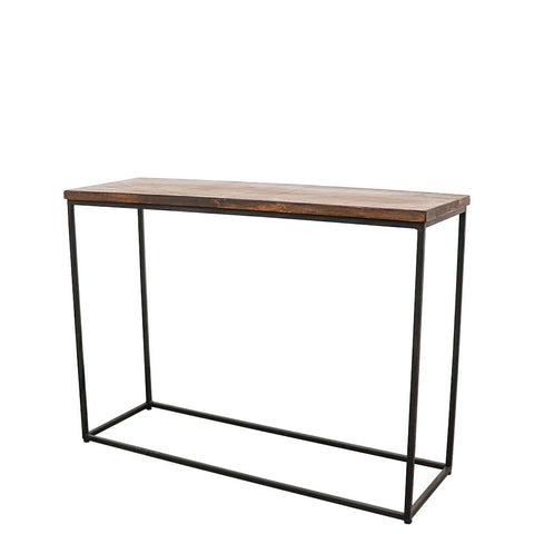 Minimalist Rustic Mango Wood & Black Iron Frame Console Table