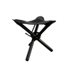 Black Leather & Teak Wood Pellini Foldup Stool - Modern Chic