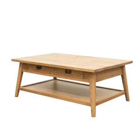 Vaasa Scandinavian Style American Oak Coffee Table 2 Drawer