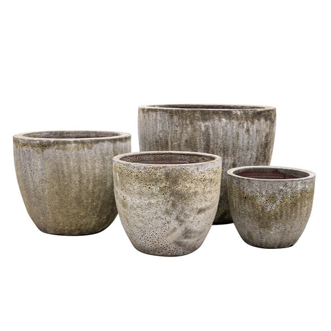 Lava Glazed Outdoor Egg Pot Planter Collection Set Of Four