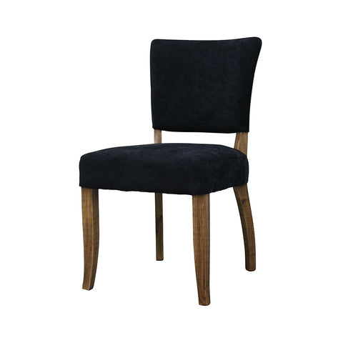 Oak & Black Linen Sheen Modern Vintage Stud Detail Dining Chair
