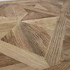 Cumbria Geometric Inlay Reclaimed Elm Wood & Iron Base Dining Table