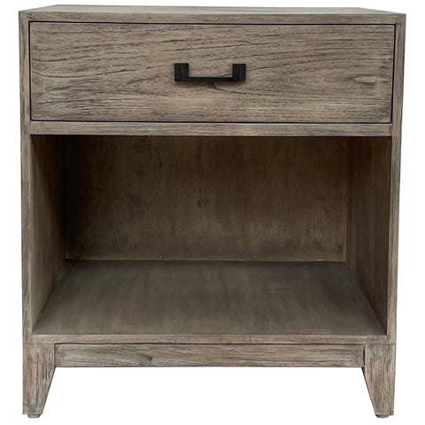 Harvey Modern Rustic Bedside Table - Single Drawer And Cubby
