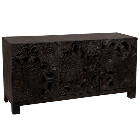 Flora Sideboard Black - Beautiful Shabby Chic Carved Wood
