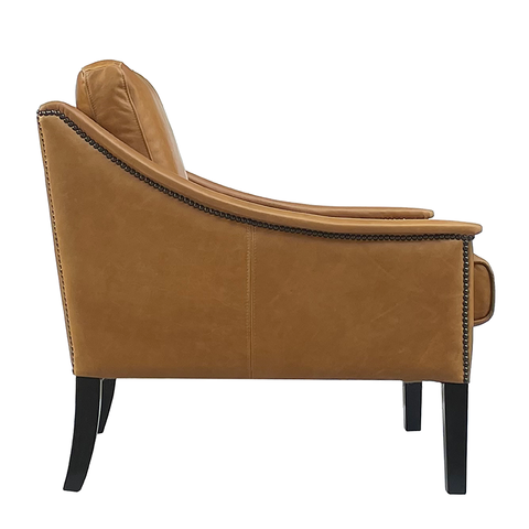 Ralph Armchair / Occasional Chair Vintage Cognac Leather & Oak Wood