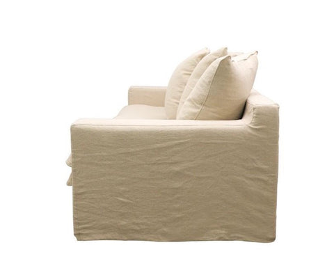 Oatmeal Coloured Keely Slipcover Sofa / Lounge 3 Seater