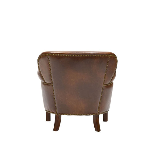 Rhodes Brown Italian Leather Armchair / Occasional Chair - Chic Vintage Sophisticatiom