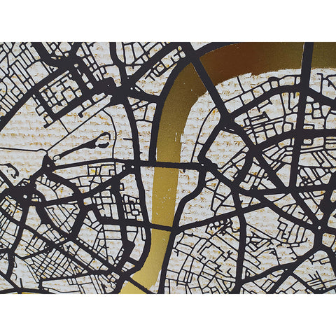 Metropolis Golden Foil Abstract Canvas Wall Art 1.03m x 1.43m