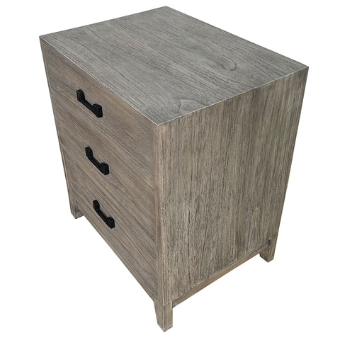 Dark Oak Harvey Modern Rustic Bedside Table - Three Drawer