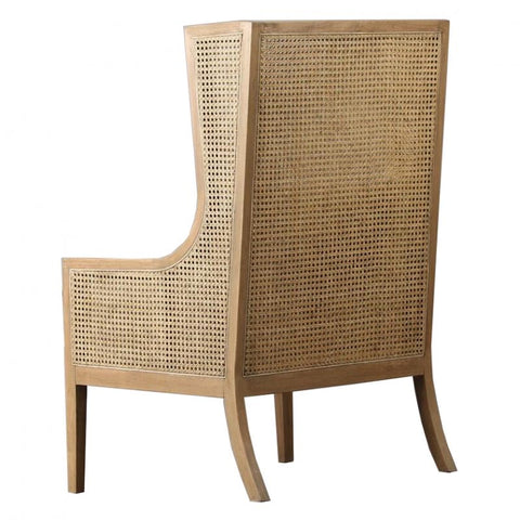 Exquisite Grand Luxury Mason Oak, Rattan & Linen Lounge Chair Armchair