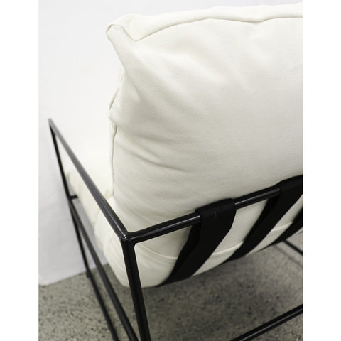 Lauro Slingback Club Chair Vanilla Linen & Iron Modern Chic Lounge Chair Armchair