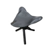 Black Leather & Teak Wood Pellini Foldup Stool - Modern Chic