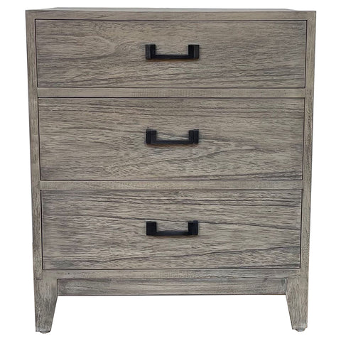Dark Oak Harvey Modern Rustic Bedside Table - Three Drawer
