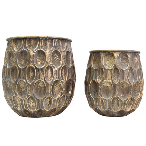 Micah Metal Flower Pot Planter Set of Two - Indoor Ornaments