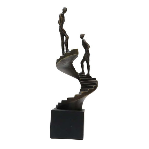 Spiral Staircase Two Climbing Men Decorative Showpiece Ornament