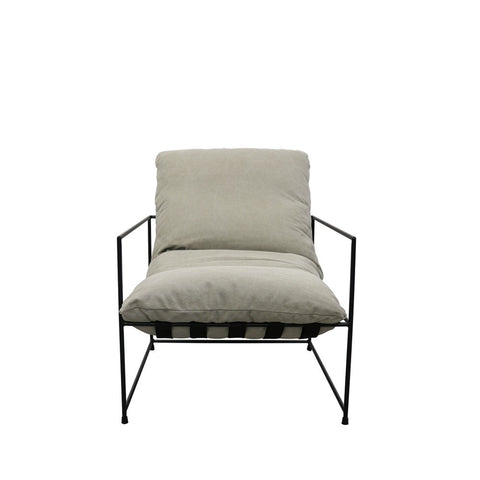 Lauro Slingback Club Chair Desert Linen & Iron Modern Chic Lounge Chair Armchair