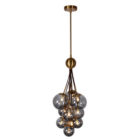 Bauble Brass & Smoke Glass Modern Chandelier / Pendant Light Lamp