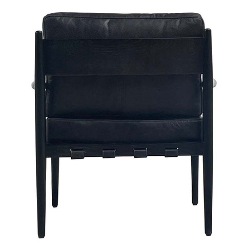 Vienna Vintage Black Leather & Oak Frame Club Chair / Armchair