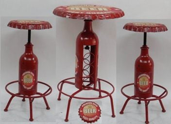 Industrial Beer Bottle Bar Set Table & Stools - Man Cave Heaven!
