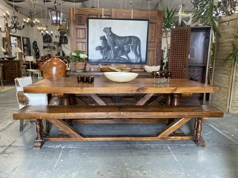 Alejandro Solid Hardwood Mexican Dining Table With Matching Bench Seats - A Statement Piece!
