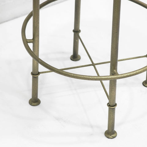 Bar Stool Chandri Hammered Brass & Leather Barstool - 75cm