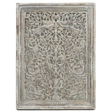 Exquisite Shabby Chic Chandri Carved Reclaimed Teak Wood Wall Art Pannel