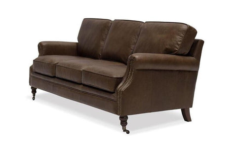 Nutmeg Three Seater Brunswick Edwardian Leather Sofa / Lounge