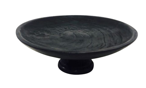 Pedestal Platter / Decorative Bowl Charred Blackened Wood