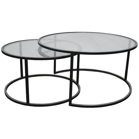 Eltham Modern Chic Iron & Glass Coffee Table Nesting Set