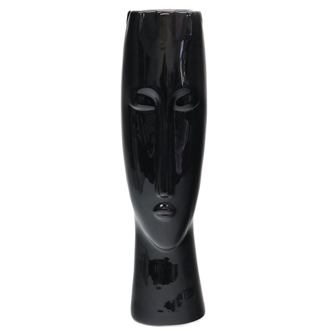 Glossy Black Female Face Vase Interior Décor Decorative Showpiece Ornament