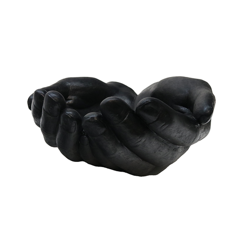 Cupped Hands XL Decorative Ornament (Black) - Great Interior Décor