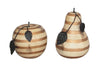 Lovely Apple & Pear Shabby Chic Shelf Ornaments - Stripe Pattern