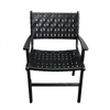 London Black Leather & Teak Wood Carver Chair / Armchair