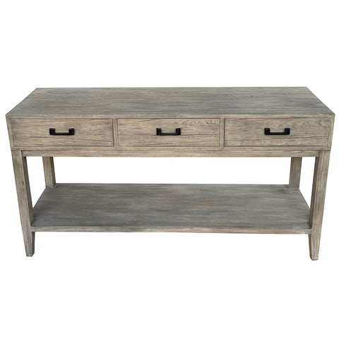 Dark Oak Harvey Modern Rustic Console Table - Three Drawer