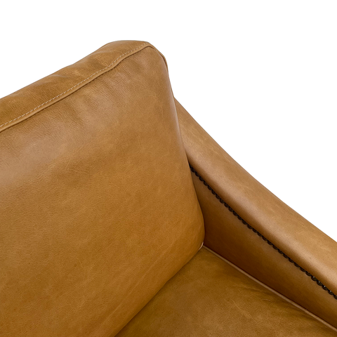 Ralph Armchair / Occasional Chair Vintage Cognac Leather & Oak Wood