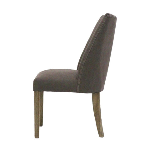 Perera Side Stud Oak Dining Chair - Charcoal Linen