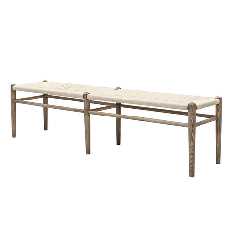 Joffre Natural Rattan Weave & Oak Wood Bench Seat 180cm