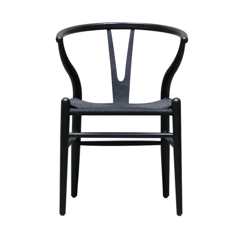 Joffre Dining Chair Black Rattan Weave & Oak Wood