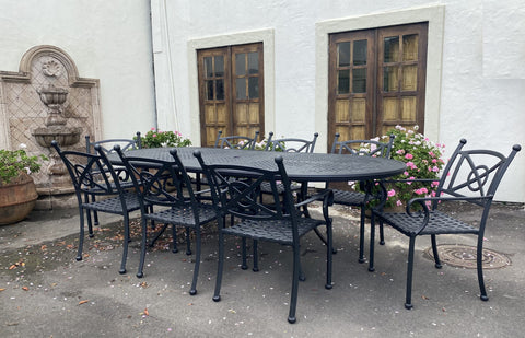 Santorini Luxury 2.5m x 1.06m Oval Outdoor Table Cast Aluminium - Last A Lifetime