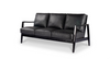 Reid Black Leather & Black Wood Frame Three Seater Sofa / Lounge - Contemporary Luxury