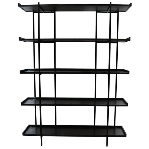 Fresno Geometric Black Oak Wood & Iron Sideboard / Bookcase / Shelving Unit